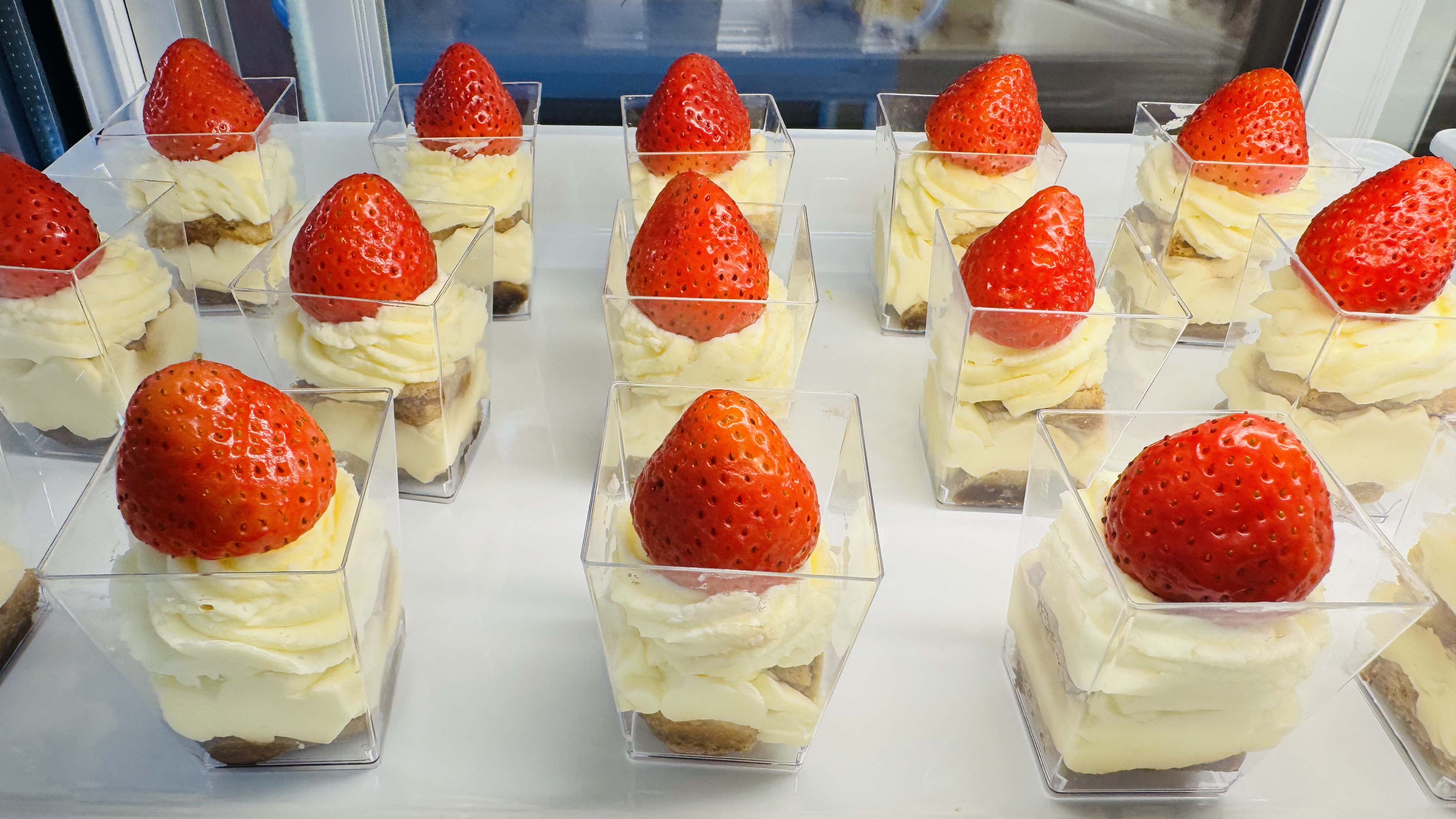 Individual strawberry-topped desserts